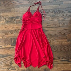Elegant Red Halter Dress size small